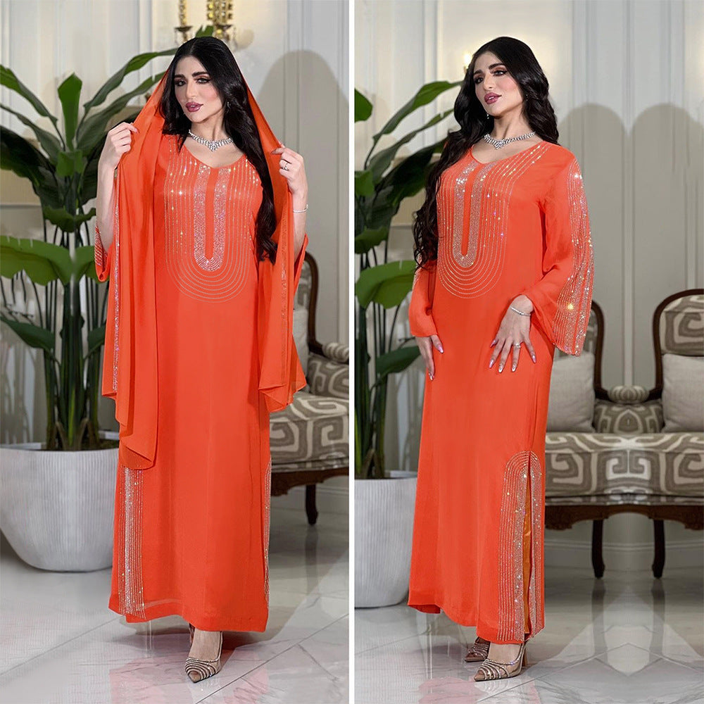 BamBam Muslim Ethnic Wear Stylish Beaded Abaya Saudi Party Dresses - BamBam