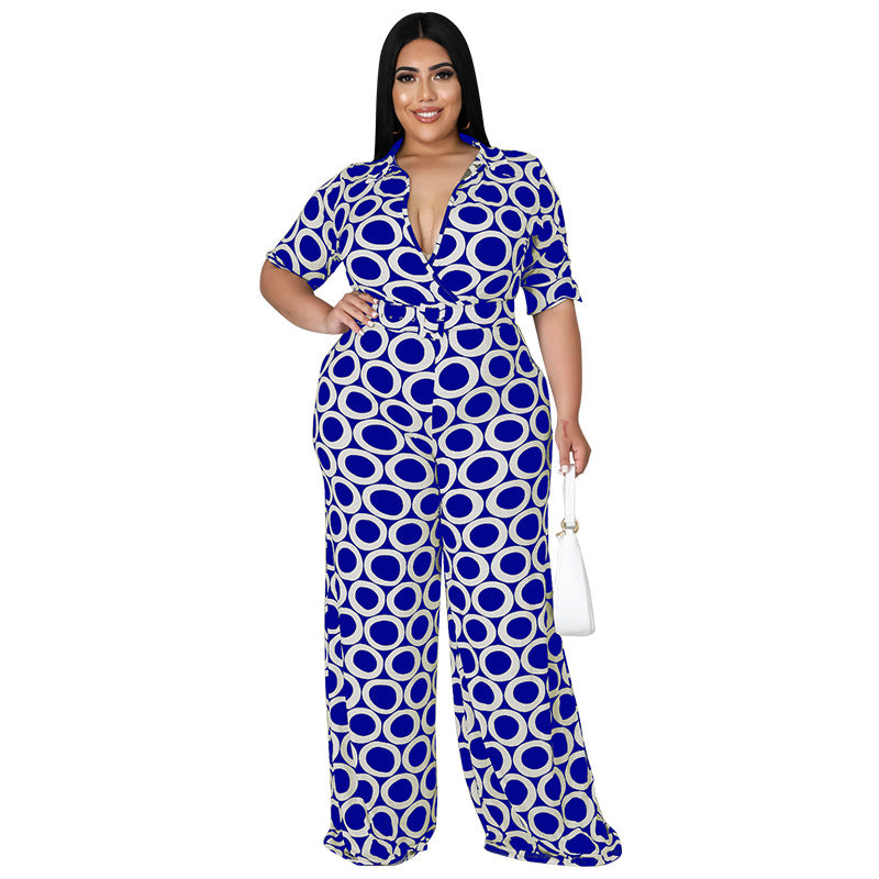 BamBam Plus Size Women's Fashion Holidays Casual Print Multicolor Jumpsuit - BamBam Clothing