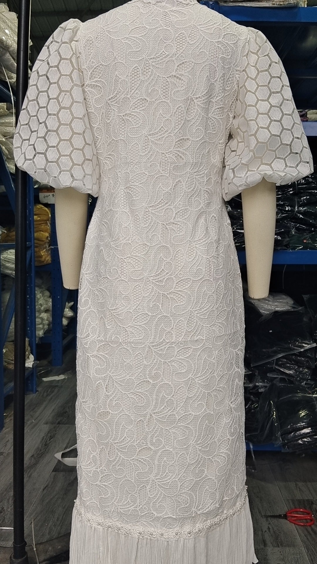 BamBam Plus Size Women Lace Embroidered Loose Shirt Dress - BamBam