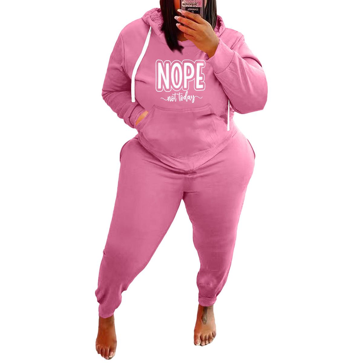 BamBam Plus Size Women's Sports Hoodies Casual Two-Piece Tracksuit Set - BamBam