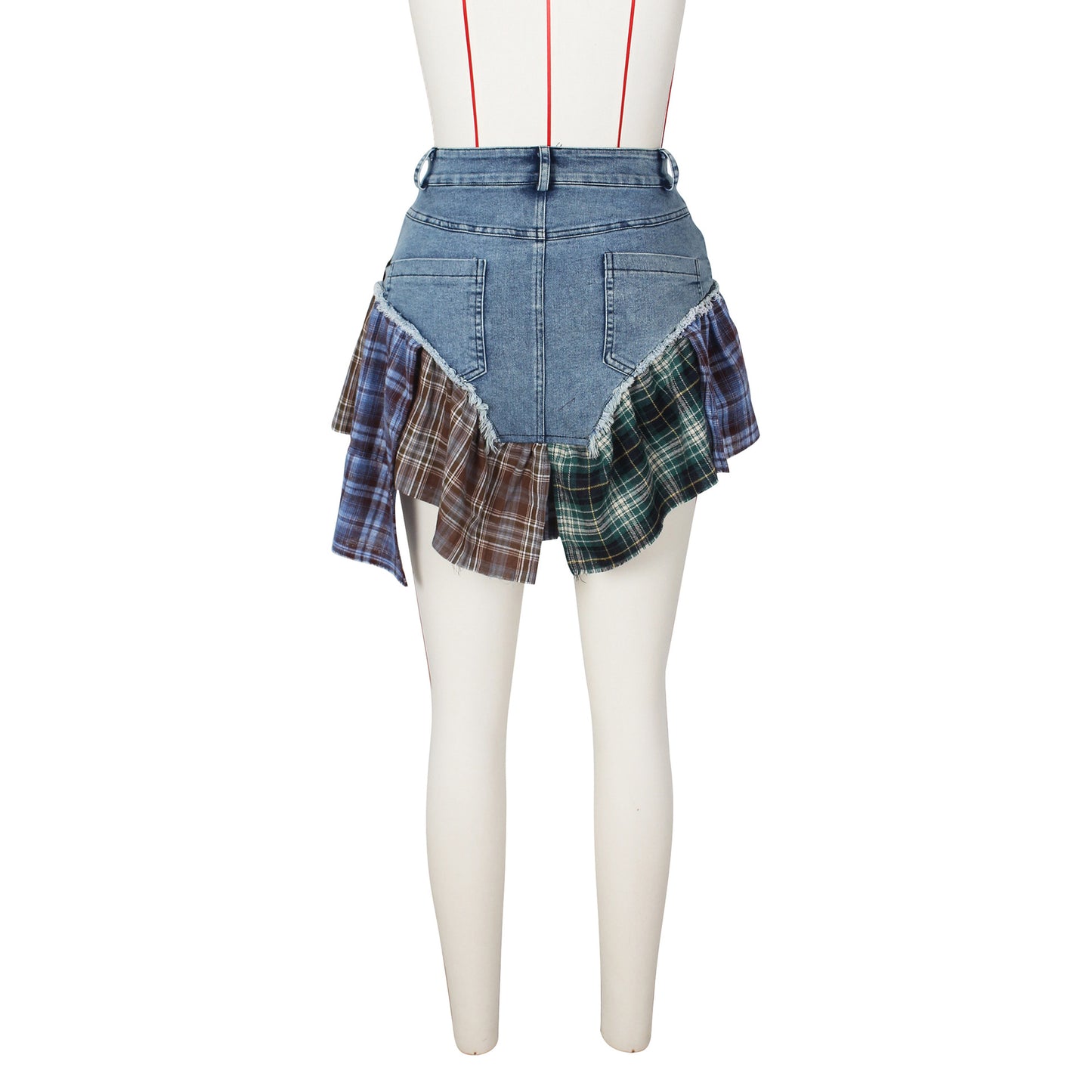 BamBam Summer Ladies Sexy Irregular Patchwork Denim Skirt - BamBam