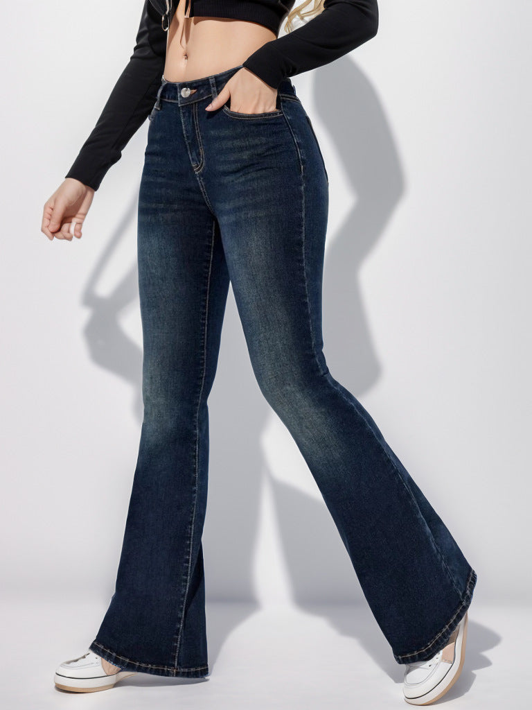 BamBam Women Stretch Bell-Bottom Denim Pants - BamBam