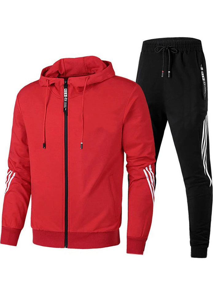 Trendy Zipper Hoodies Sweatpants Two Piece Set Men's Sports Tracksuit