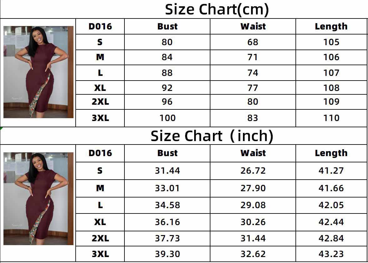 BamBam Summer Elegant Short Sleeve Slit Patchwork Dress African Plus Size Dress - BamBam