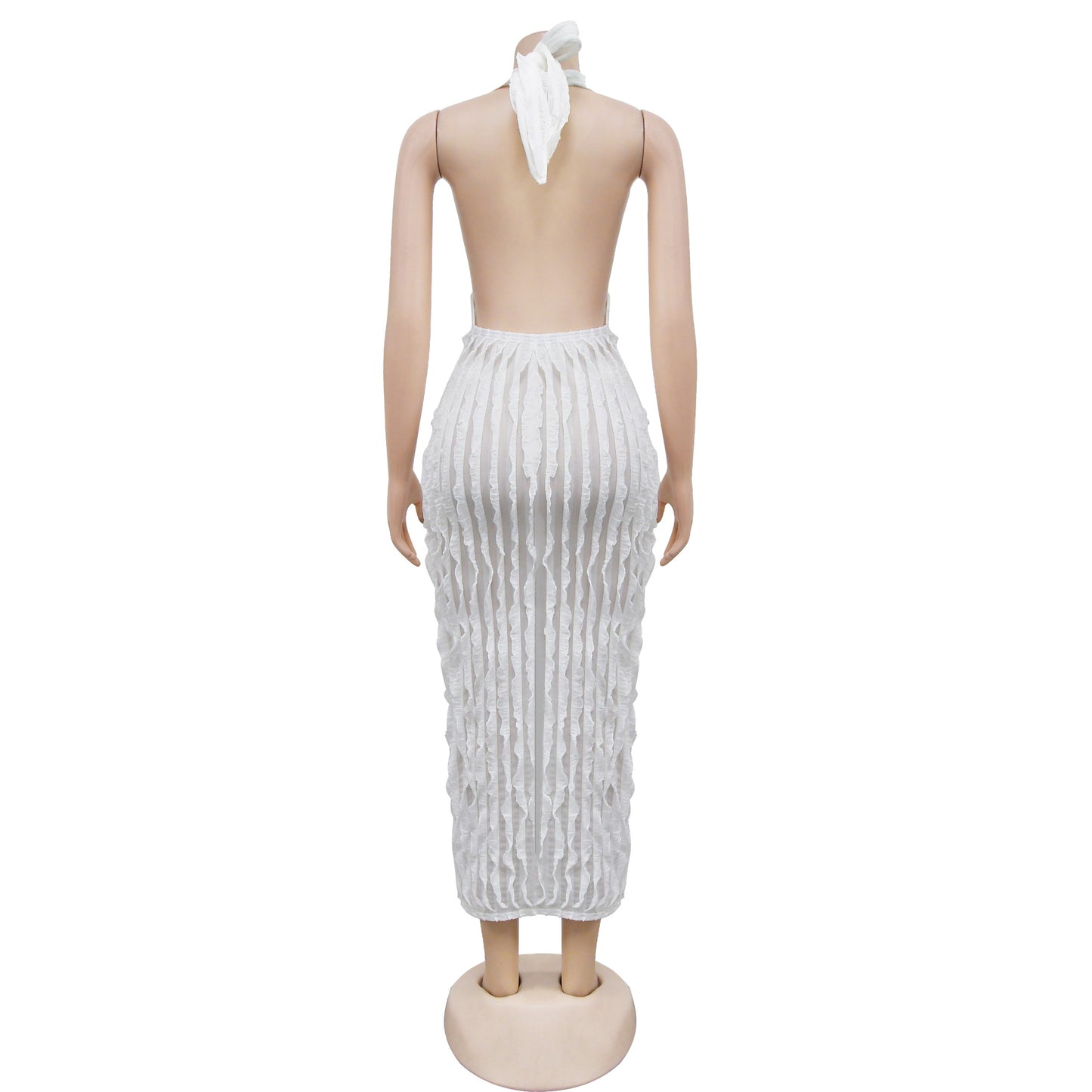 BamBam Women Solid Hollow Wavy Long Skirt - BamBam Clothing Clothing