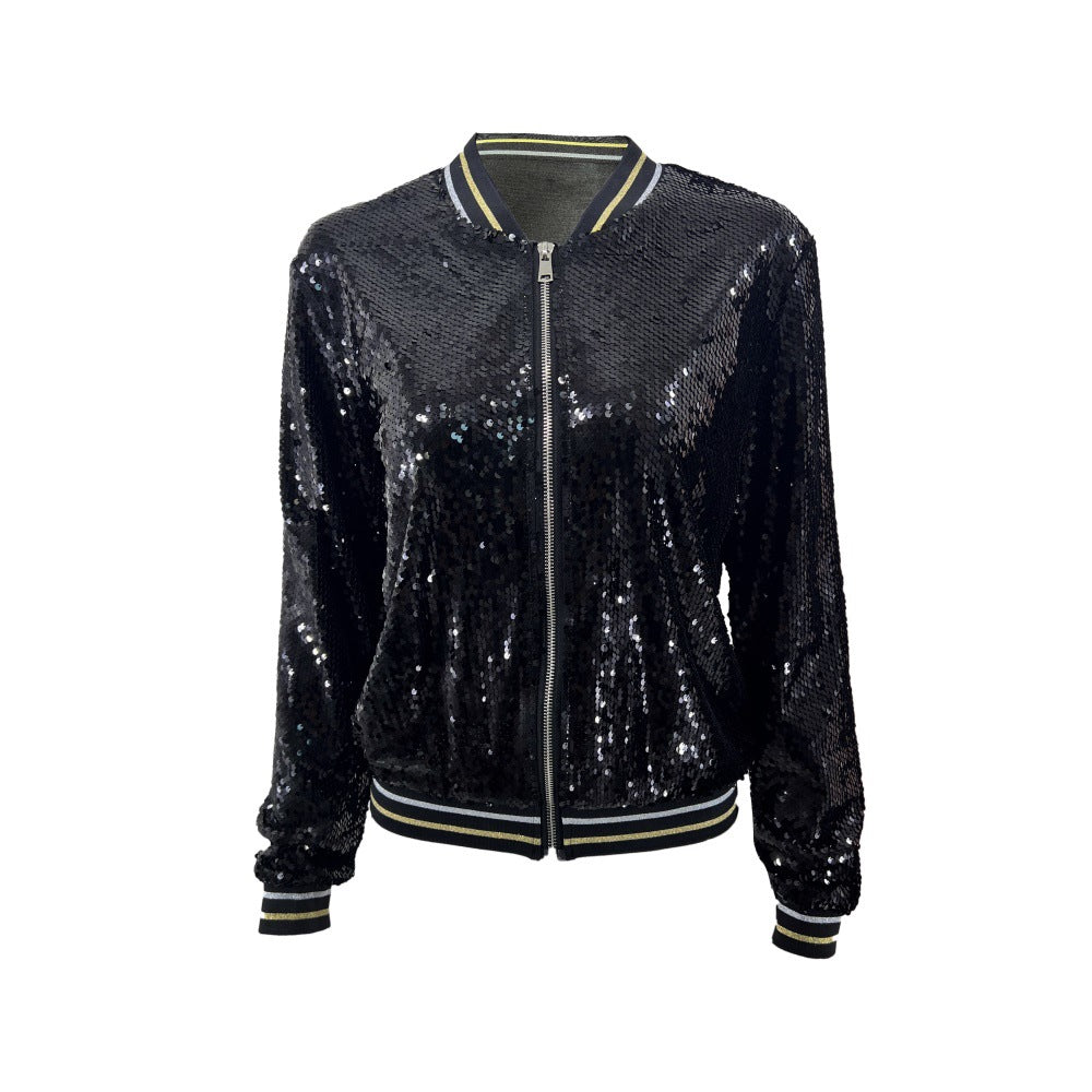 BamBam Women's Spring And Autumn Chic Short Sequined Jacket - BamBam