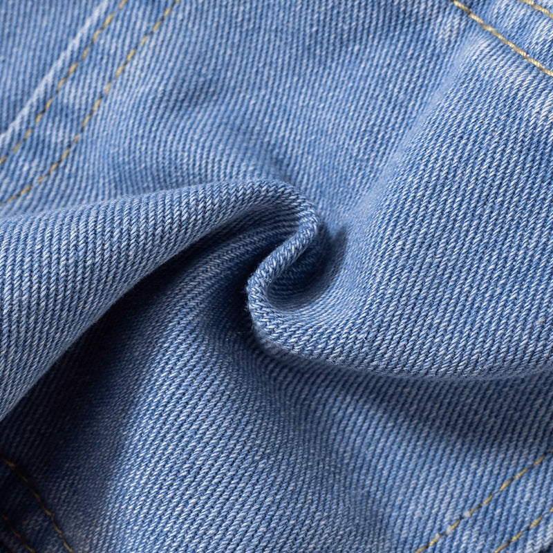 BamBam WomenSummer Solid Casual Button Ripped Tassel Denim Shorts - BamBam