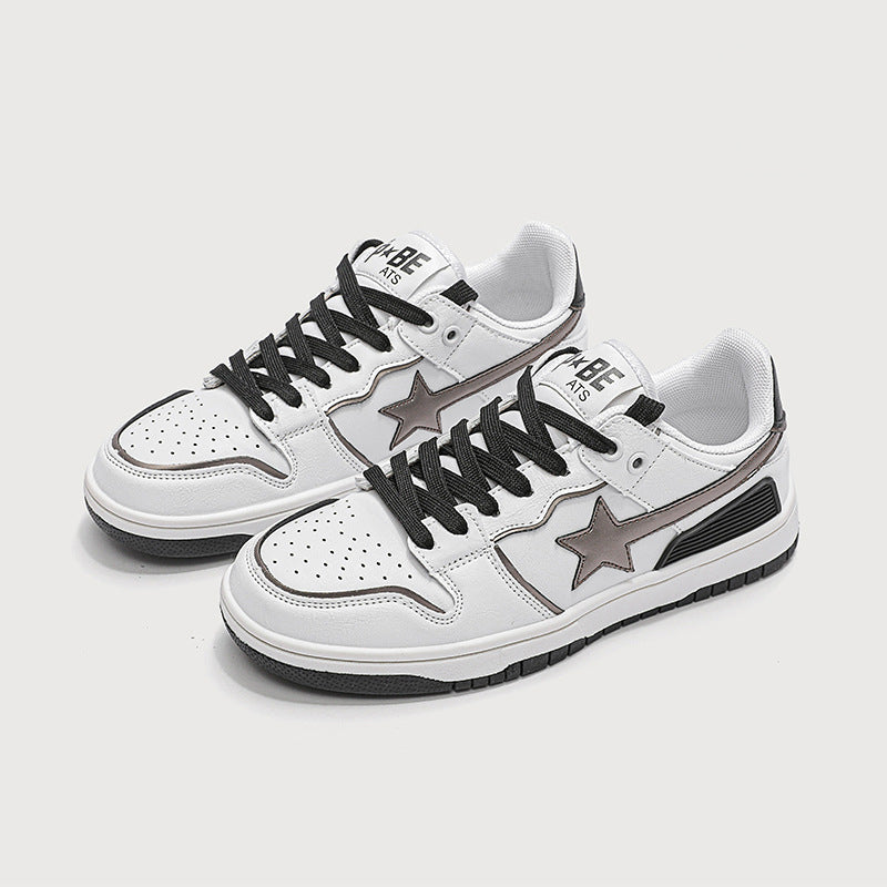 BamBam Women Contrast Color Star American Retro Flat Sneakers - BamBam