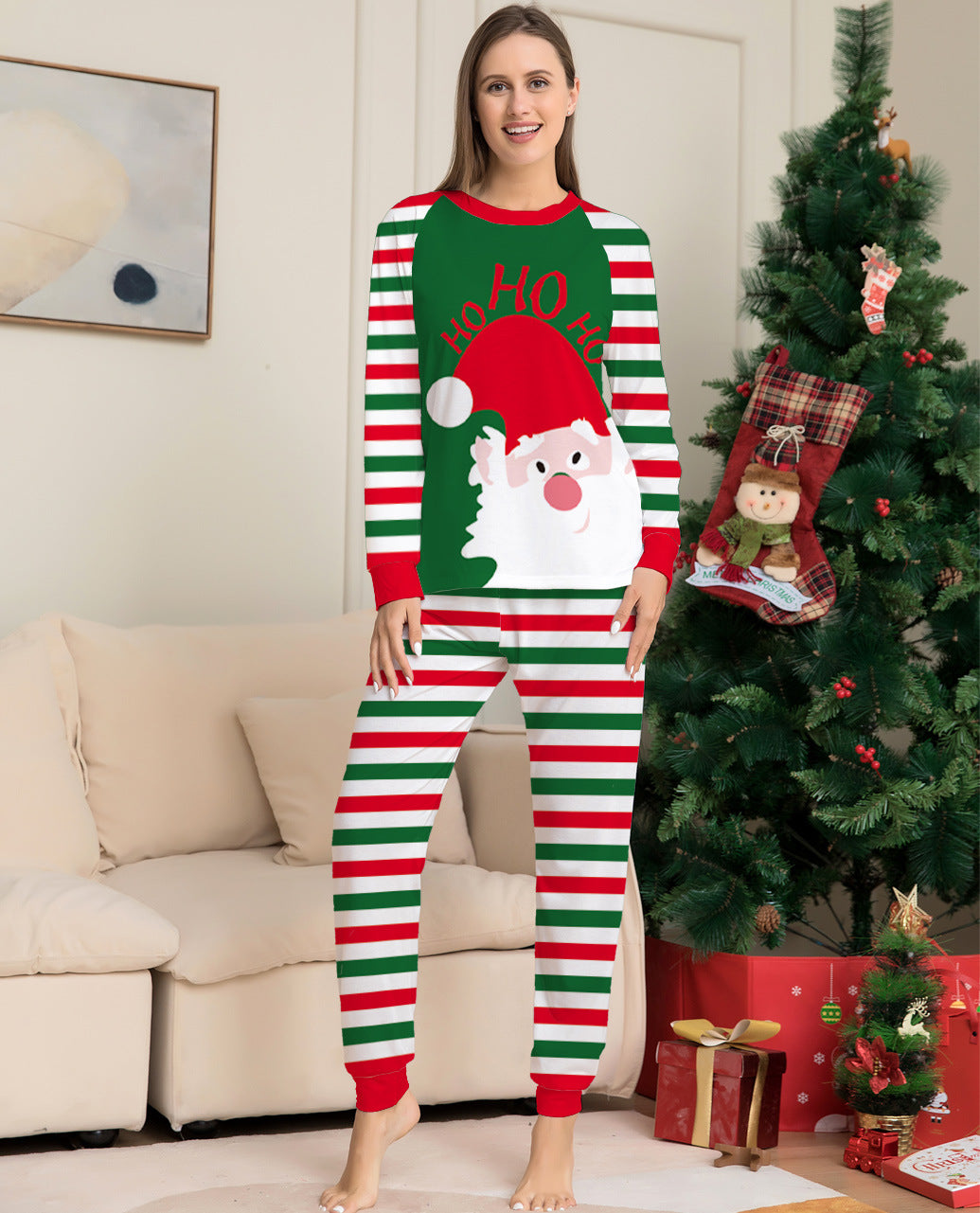 BamBam Santa striped Family Pajama two-piece set - BamBam