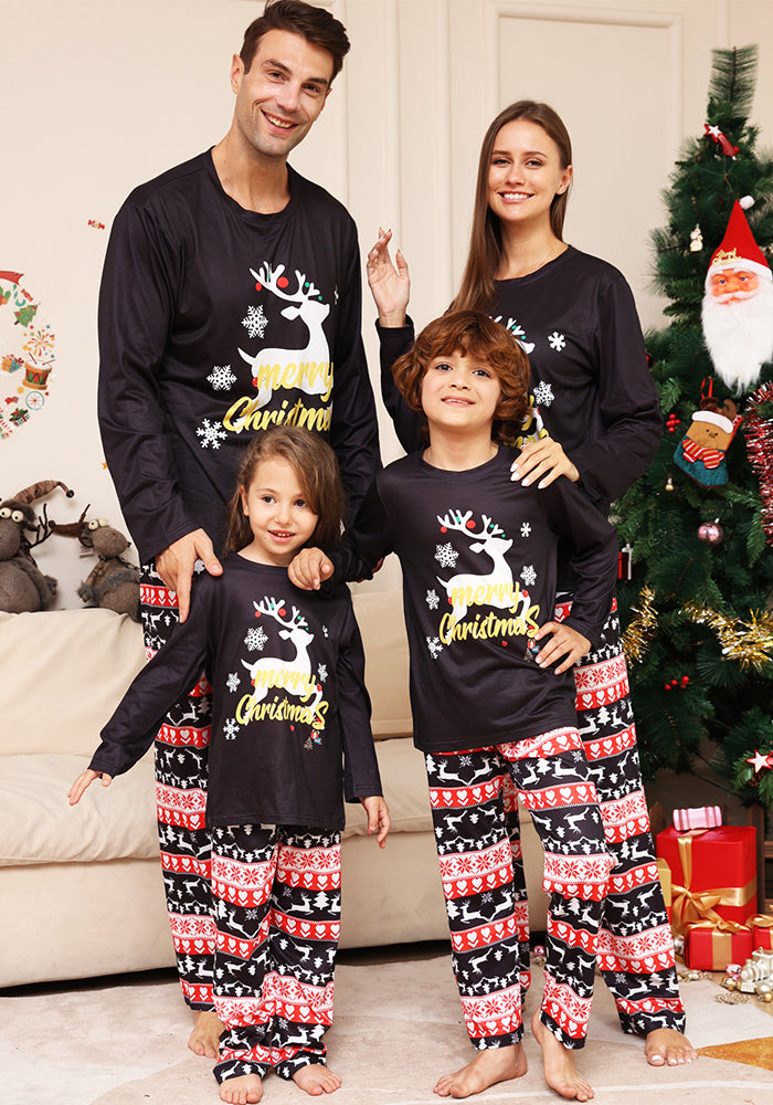 Letter Snowflake Deer Christmas Parent-Child Outfit Printed Home Clothes Pajamas