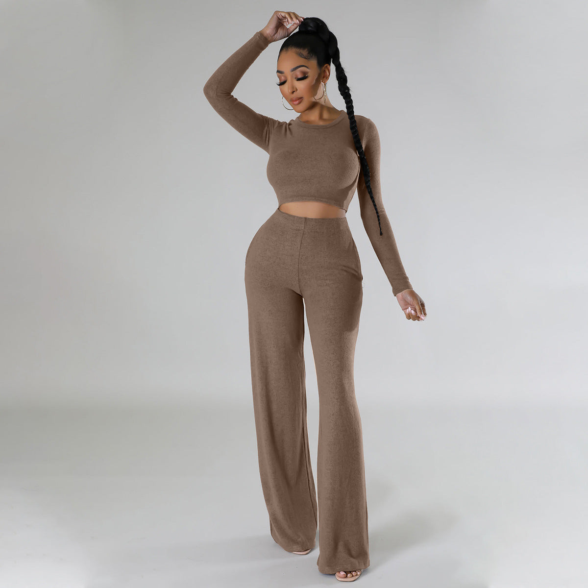 BamBam Women's Autumn And Winter Casual Tops And Pants Two-Piece Set - BamBam