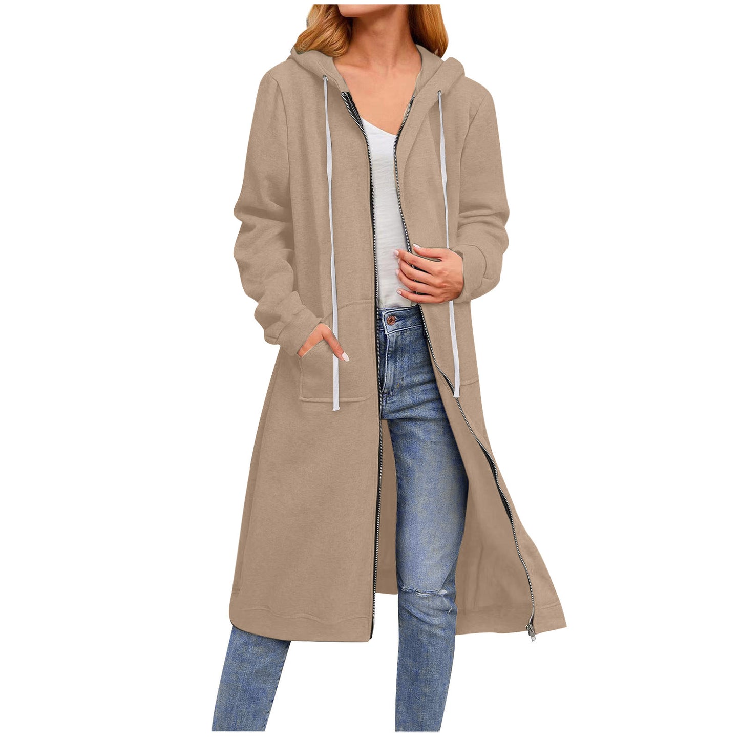 BamBam Women Warm Loose Zippered Hooded Jacket - BamBam