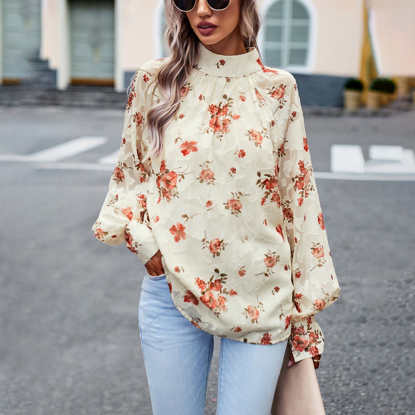 BamBam Women's Autumn And Winter Printed Shirt Chic Elegant Career Long-Sleeved Blouse - BamBam