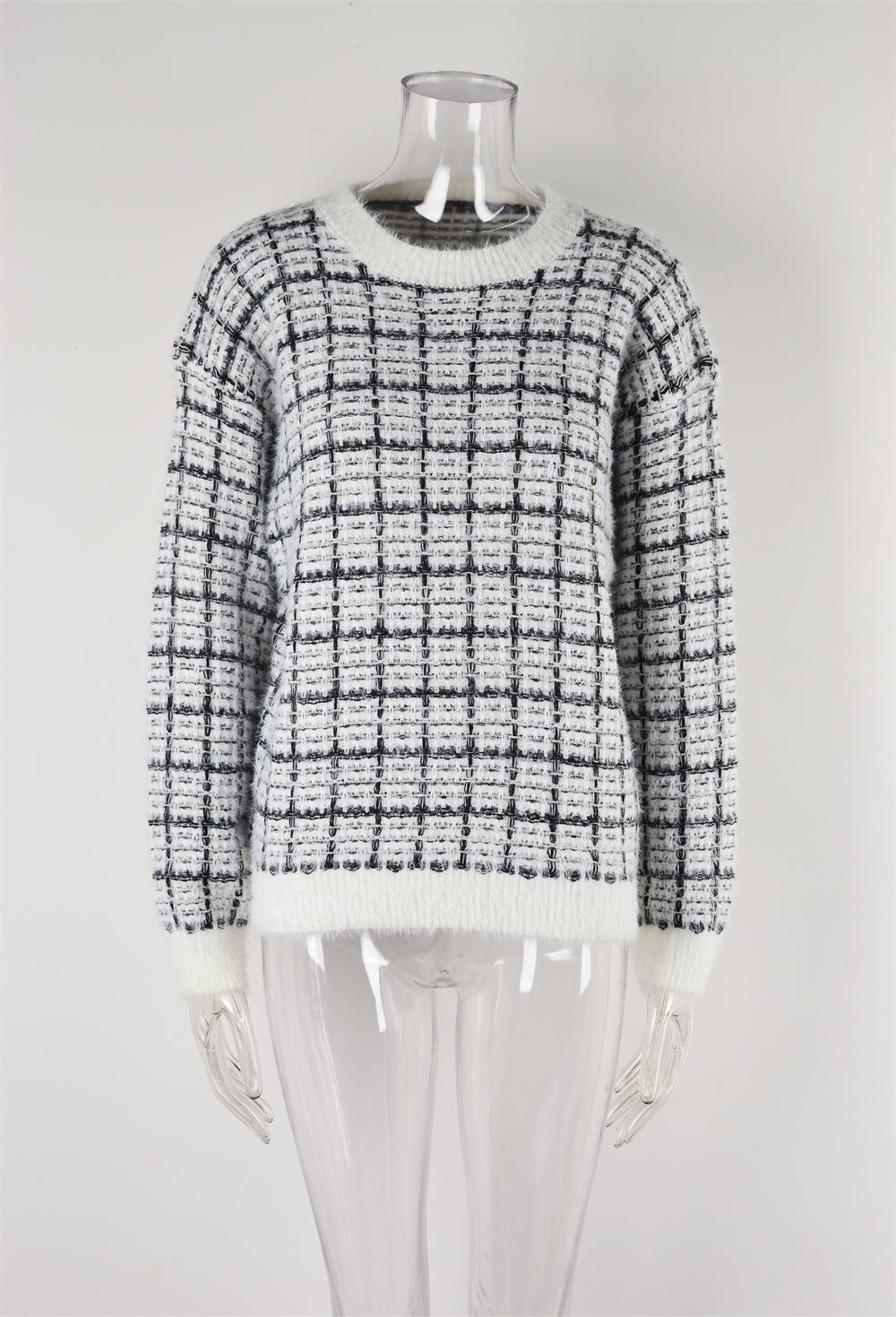 BamBam Autumn/Winter Patchwork Fashion Sweater Round Neck Knitting Top - BamBam