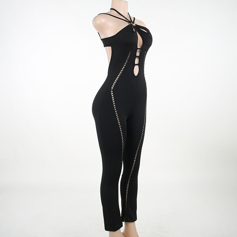 BamBam Autumn Fashion Halter Neck Sexy Slim Hollow Women Jumpsuit - BamBam Clothing