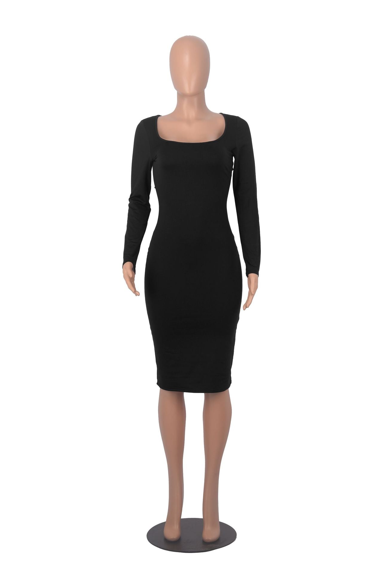 BamBam Women Sexy Long Sleeve Round Neck Bodycon Dress - BamBam Clothing