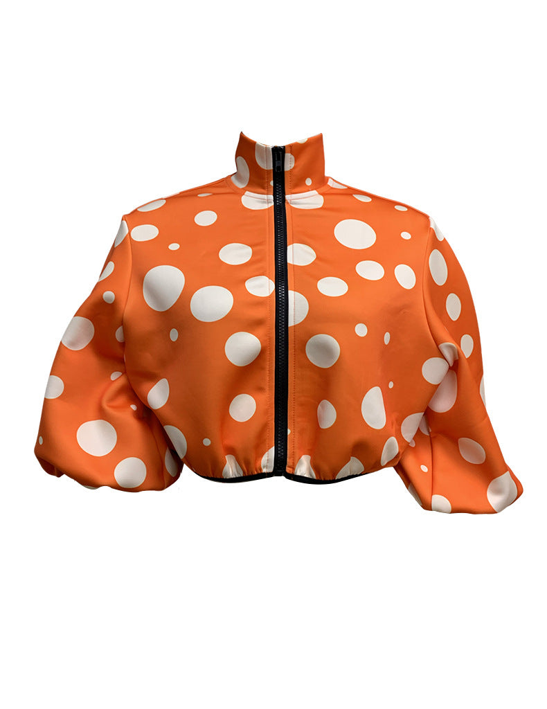 BamBam Women Polka Dot Print Crop Jacket - BamBam