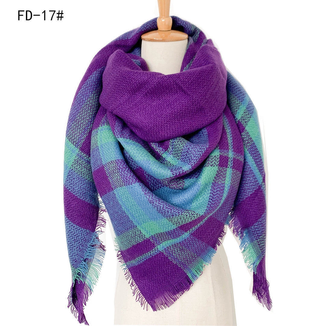 BamBam Autumn and winter imitation cashmere plaid square scarf scarf shawl - BamBam