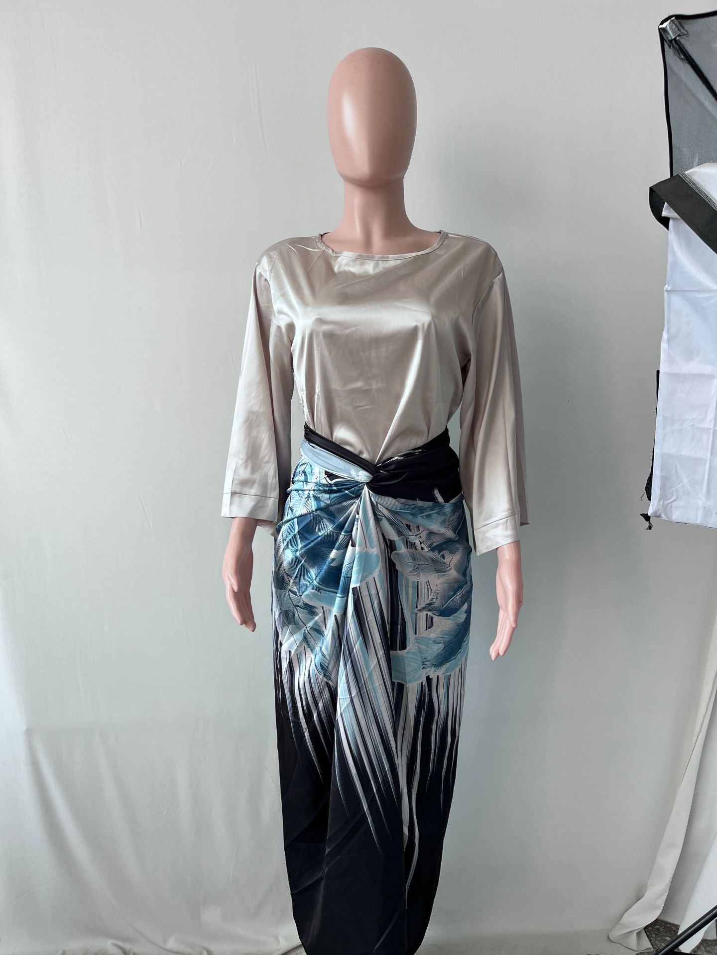 BamBam Summer Half Sleeve Stylish Lace-Up Printed Chic Skirt Set - BamBam