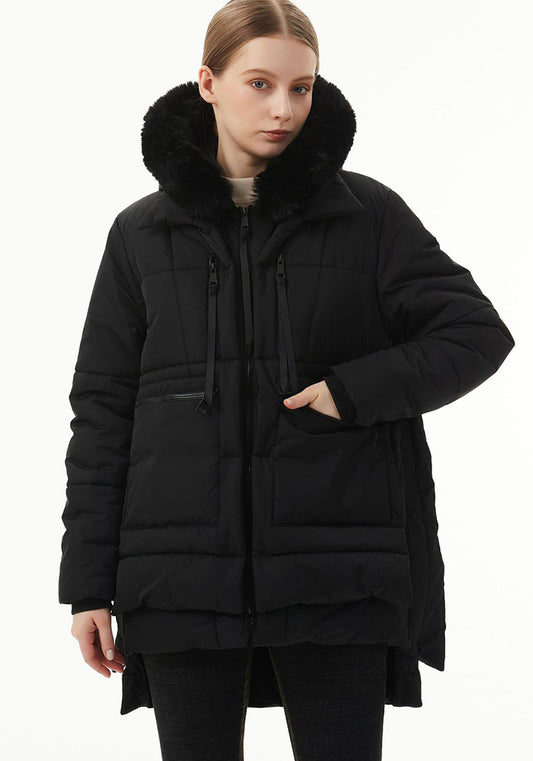 Casual Fashionable Autumn And Winter Hooded Mid-Length Cotton-Padded Down Jacket