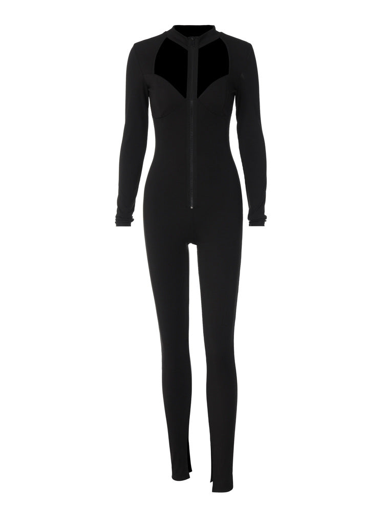 BamBam Autumn Slim Zipper Ribbed Long Sleeve Jumpsuit - BamBam Clothing