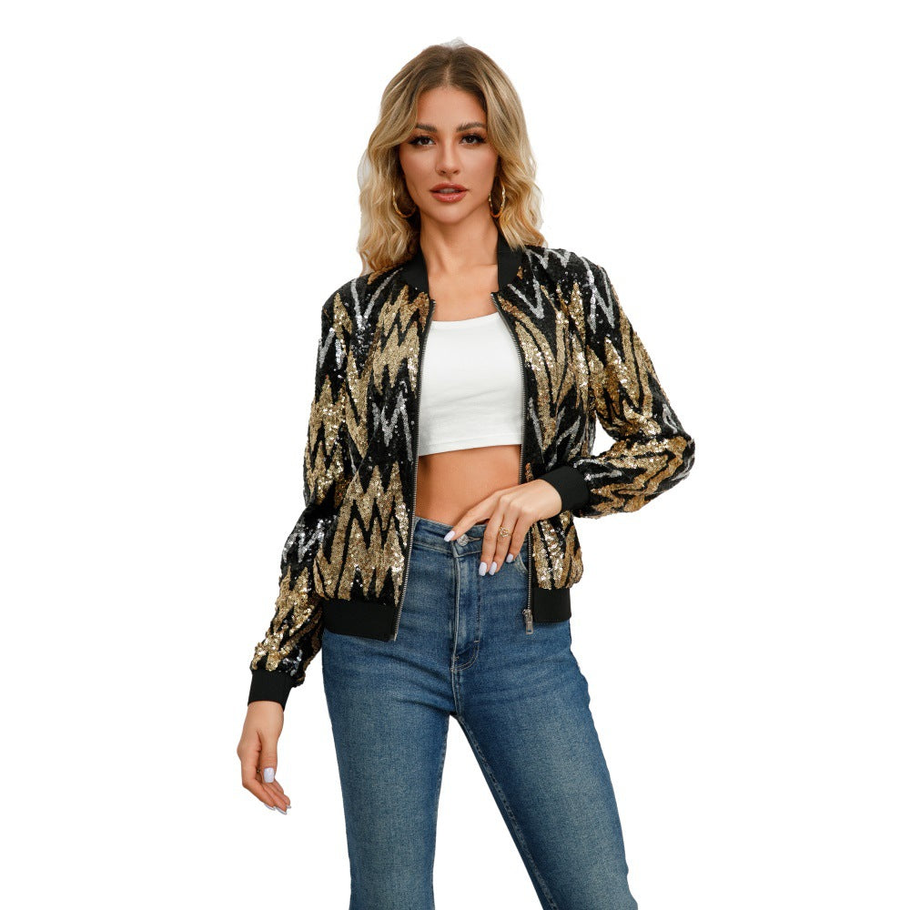 BamBam Fashionable Spring And Autumn Long-Sleeved Trendy Women's Sequined Jackets - BamBam