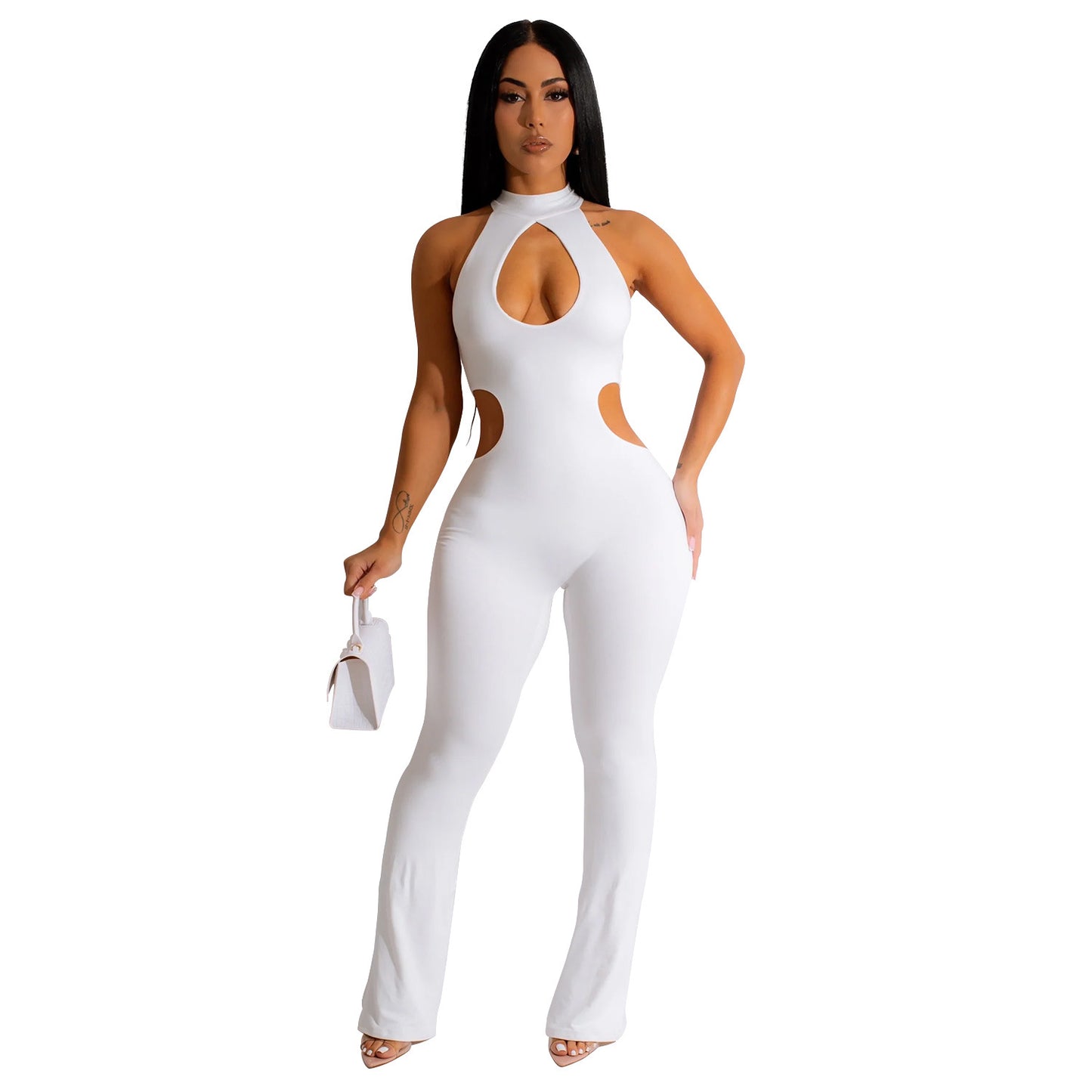 BamBam Women Solid Sexy Halter Neck Cutout Jumpsuit - BamBam Clothing