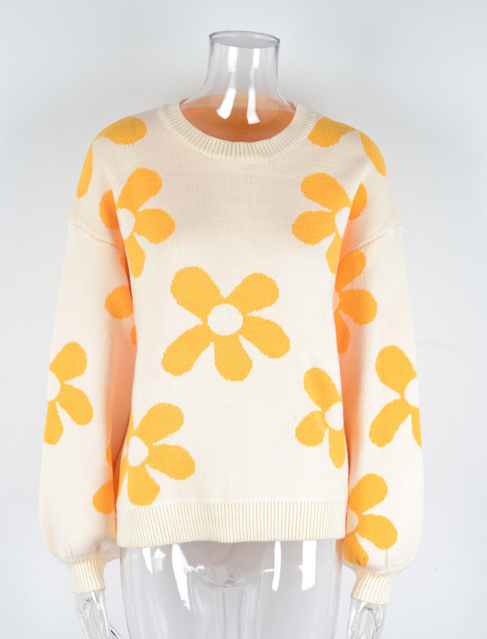 BamBam Autumn and winter women's printed sweater pullover flower plus size sweater - BamBam