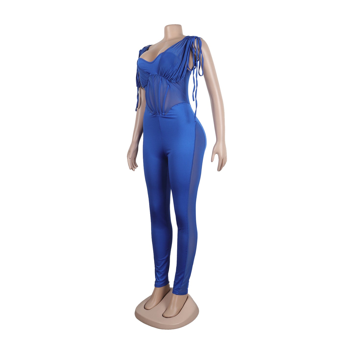 BamBam Sexy Solid See-Through Stretch Tight Fitting Bodycon Jumpsuit - BamBam Clothing