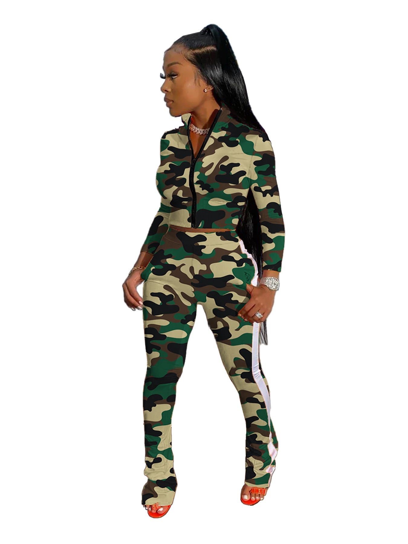 BamBam Women's Jogging Camouflage Sports Casual Autumn And Winter Two-Piece Set - BamBam