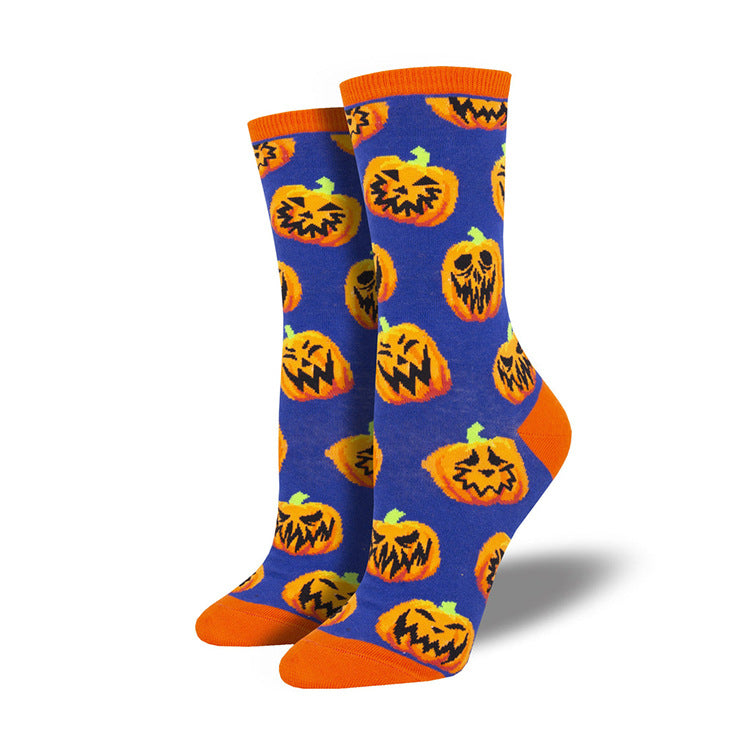 BamBam Halloween Creative Funny Pumpkin Jacquard Trendy Socks For Men And Women Mid-Calf Socks - BamBam