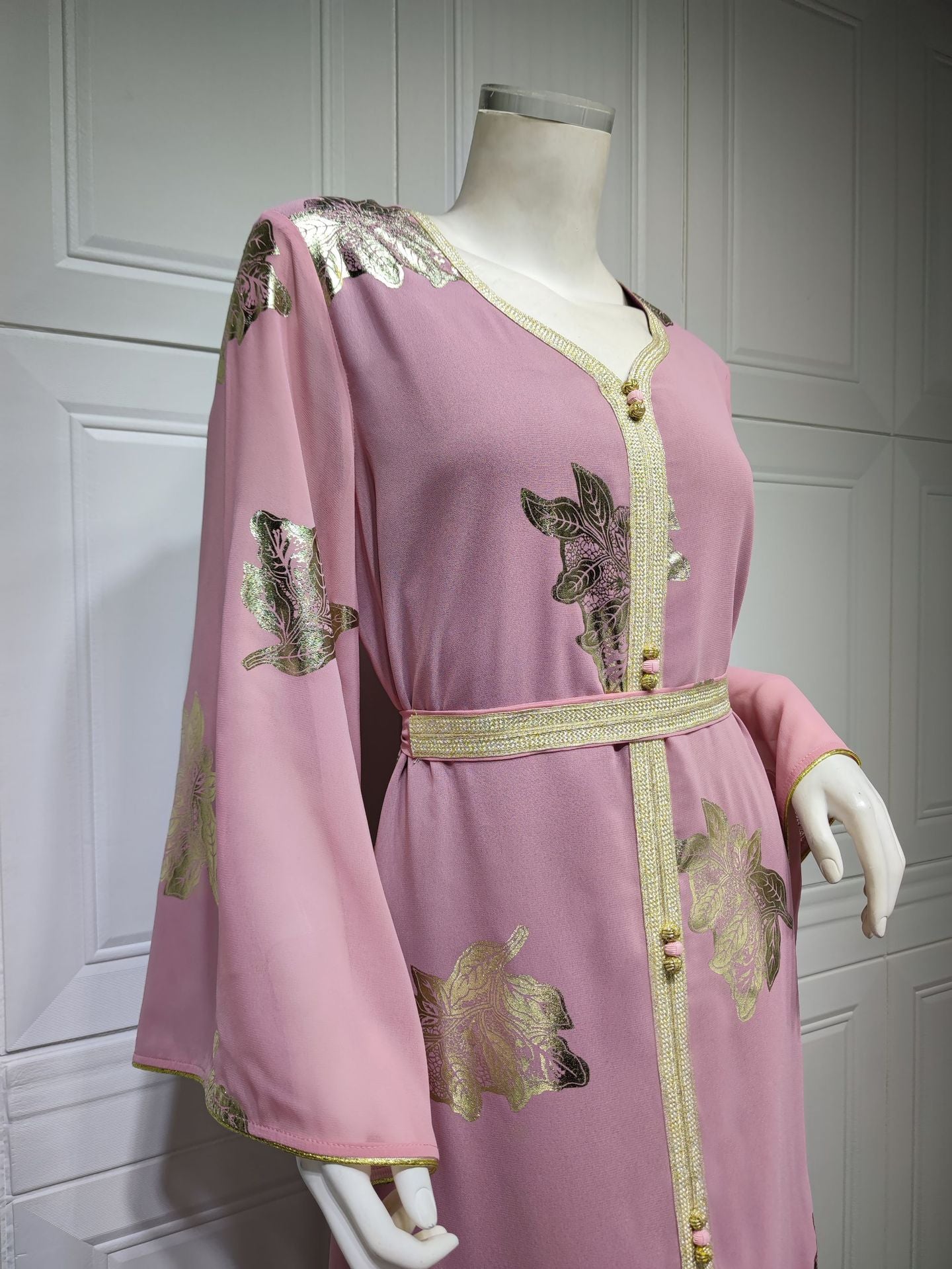BamBam Plus Size Women Shiny Chiffon Long Sleeve Muslim Robe - BamBam