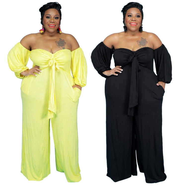 BamBam Fall Plus Size Black Off Shoulder Loose Jumpsuit - BamBam Clothing