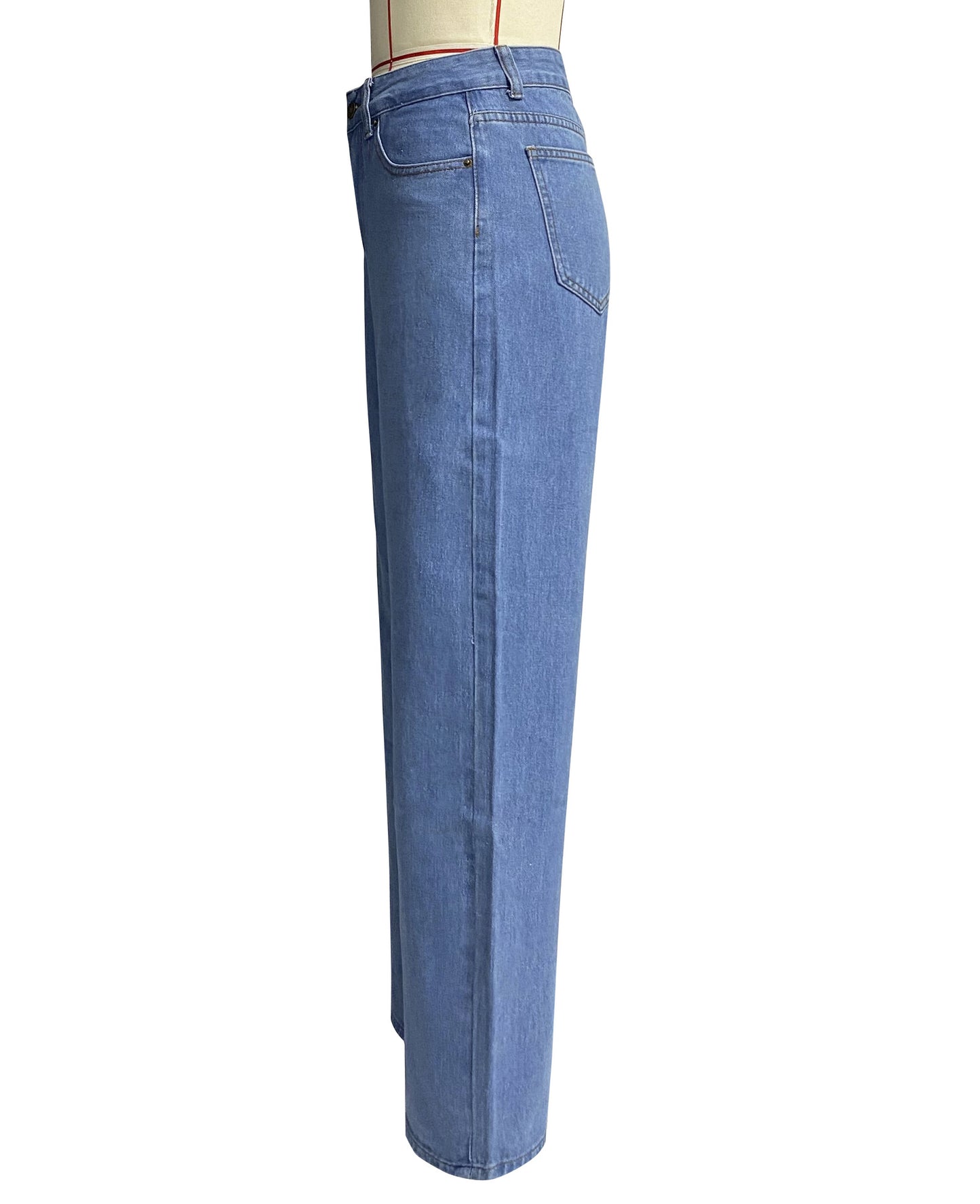 BamBam Washed Fashionable Long Denim Straight Leg Pants - BamBam