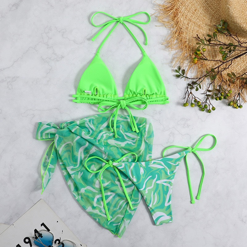BamBam Three-Piece Bikini Skirt Spring Beach Swimsuit For Women - BamBam