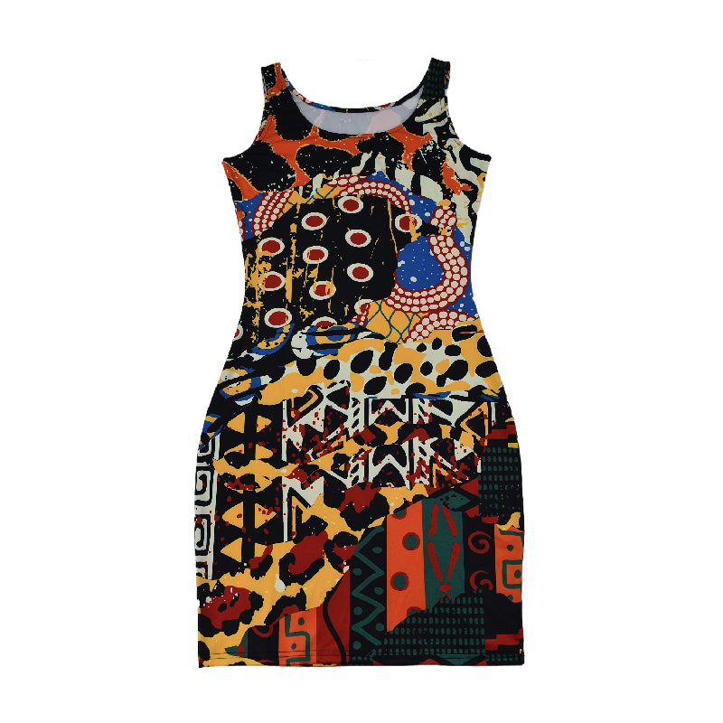 BamBam Sexy Fahionable Print Straps Bodycon Dress - BamBam Clothing