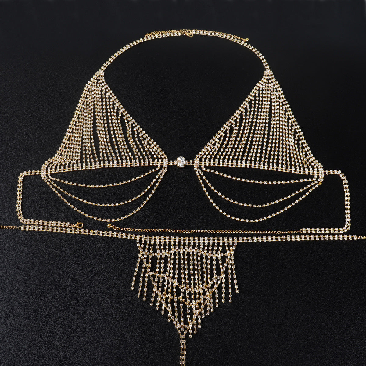 BamBam Chest Chain Accessories Fashion Rhinestone Tassel Sexy Bikini Bra Chain Nightclub Body Chain - BamBam