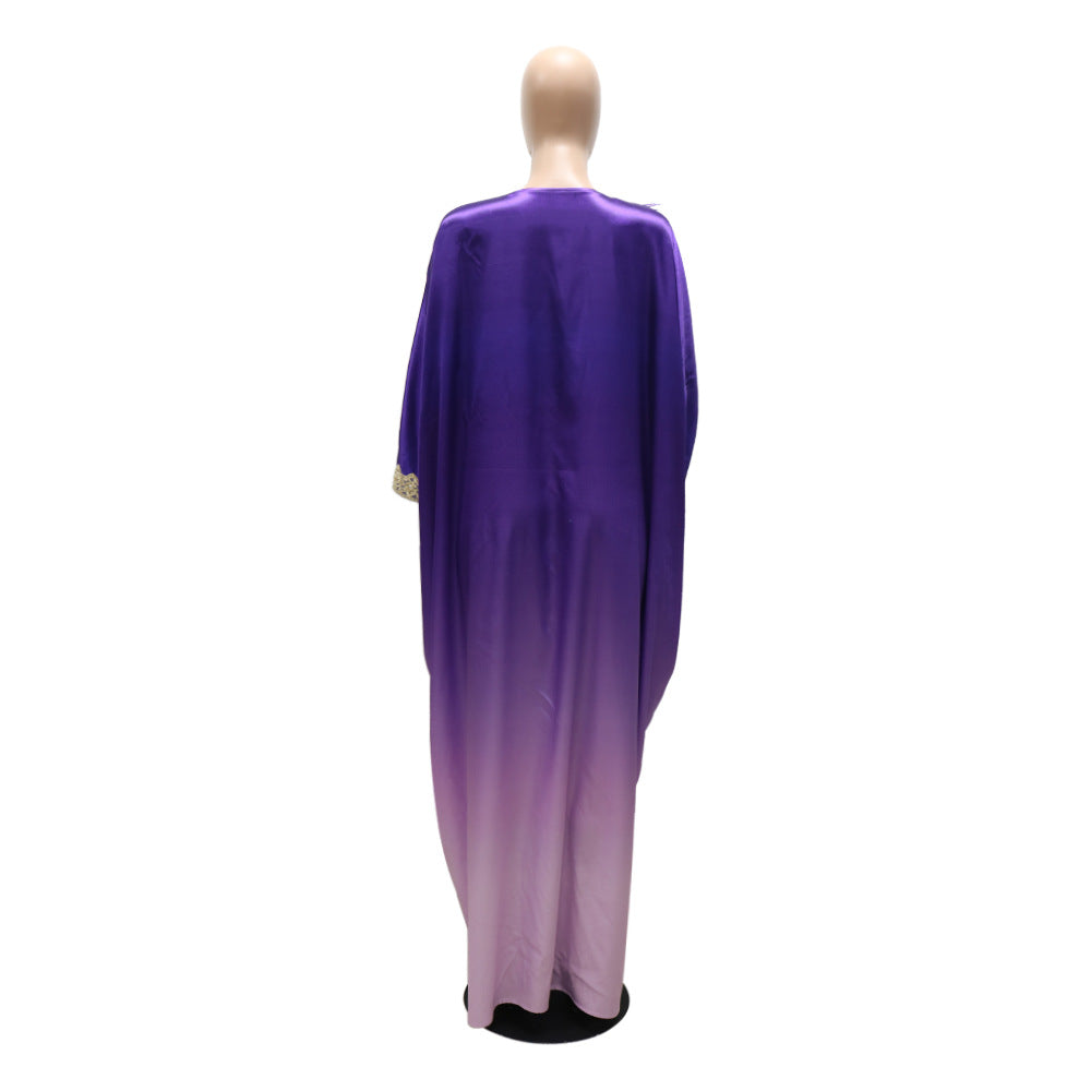 BamBam Fashion Feather Feature Web Bat Sleeves Ombre Dress Muslim - BamBam