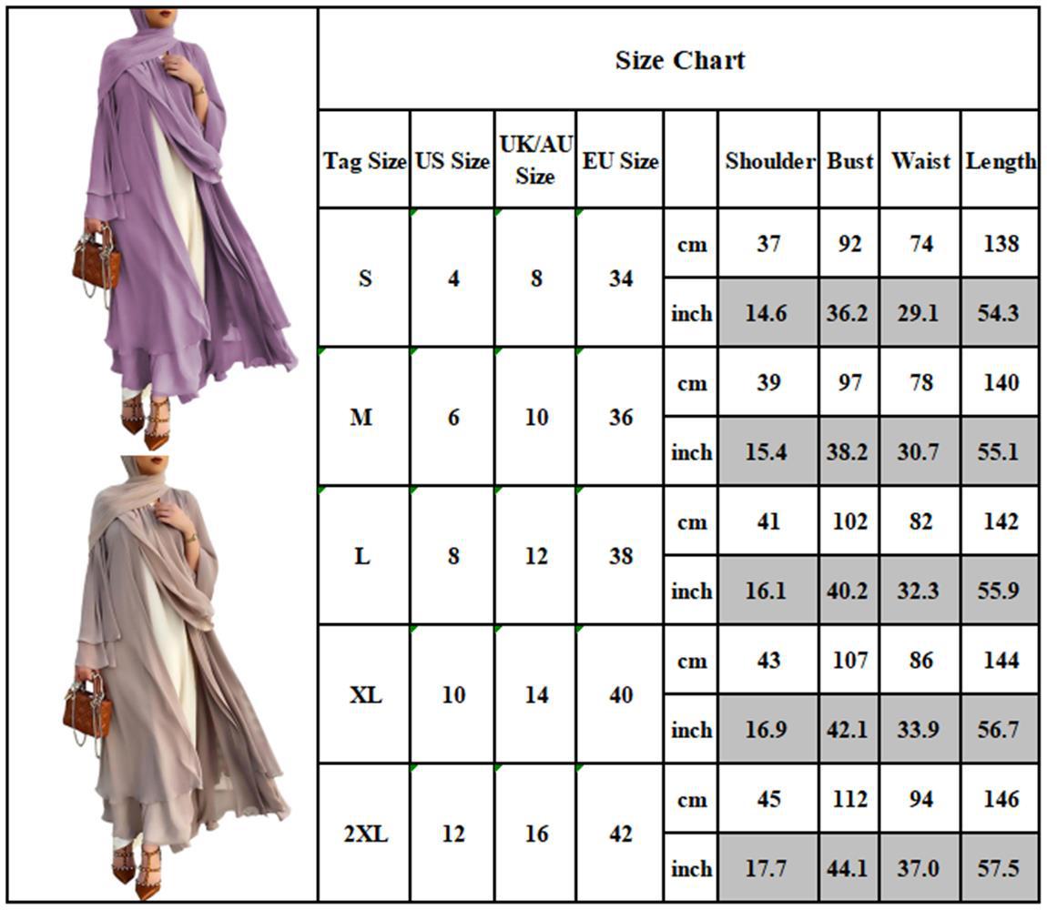 BamBam Muslim Solid Color Cardigan Feminine Flowing Chiffon Plus Size Women's Dress - BamBam