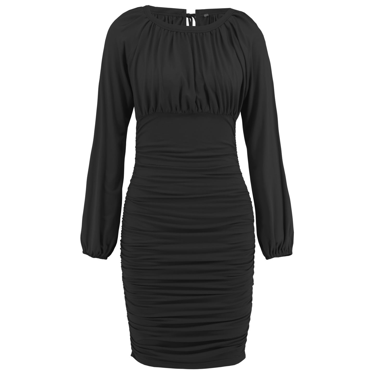 BamBam Women Sexy Lace-up Pleated Long Sleeve Dress - BamBam Clothing