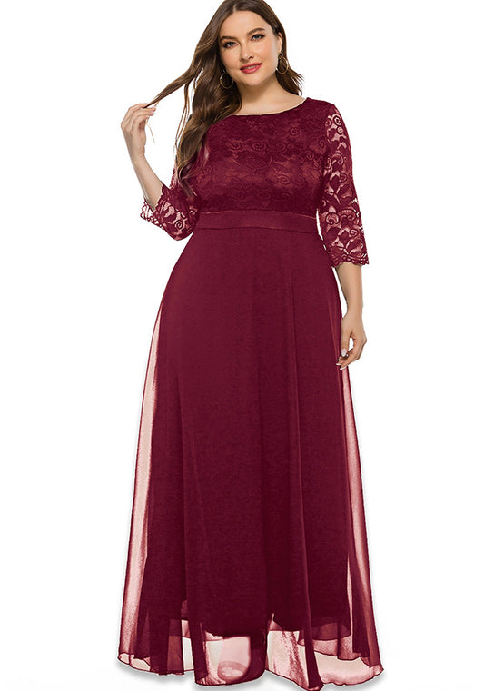 Plus Size Women Lace Evening Dress