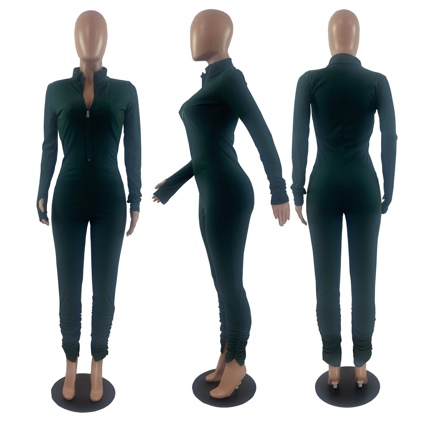 BamBam Fashion Women's Clothing Solid Long Sleeve Slim Fitted Jumpsuit - BamBam Clothing