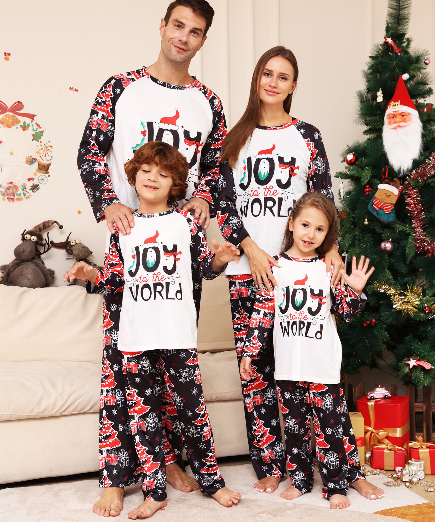 BamBam Letter Snowflake Star Printed Christmas Parent-Child Pajamas Outfit Home Clothes - BamBam