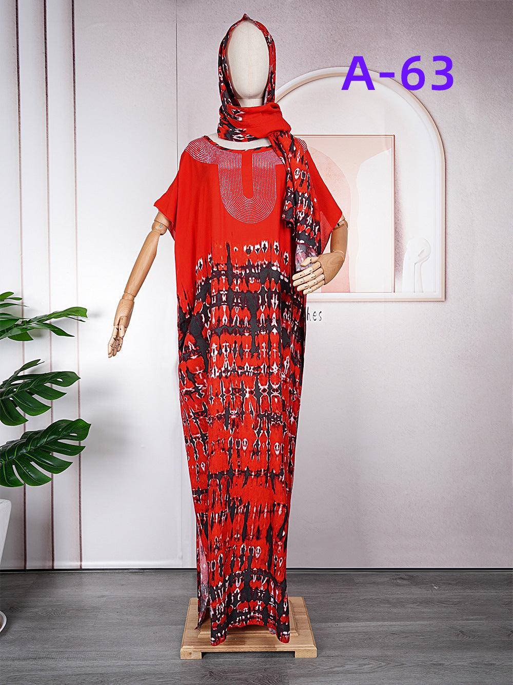 BamBam Muslim Plus Size African Women Dress with Hijab - BamBam