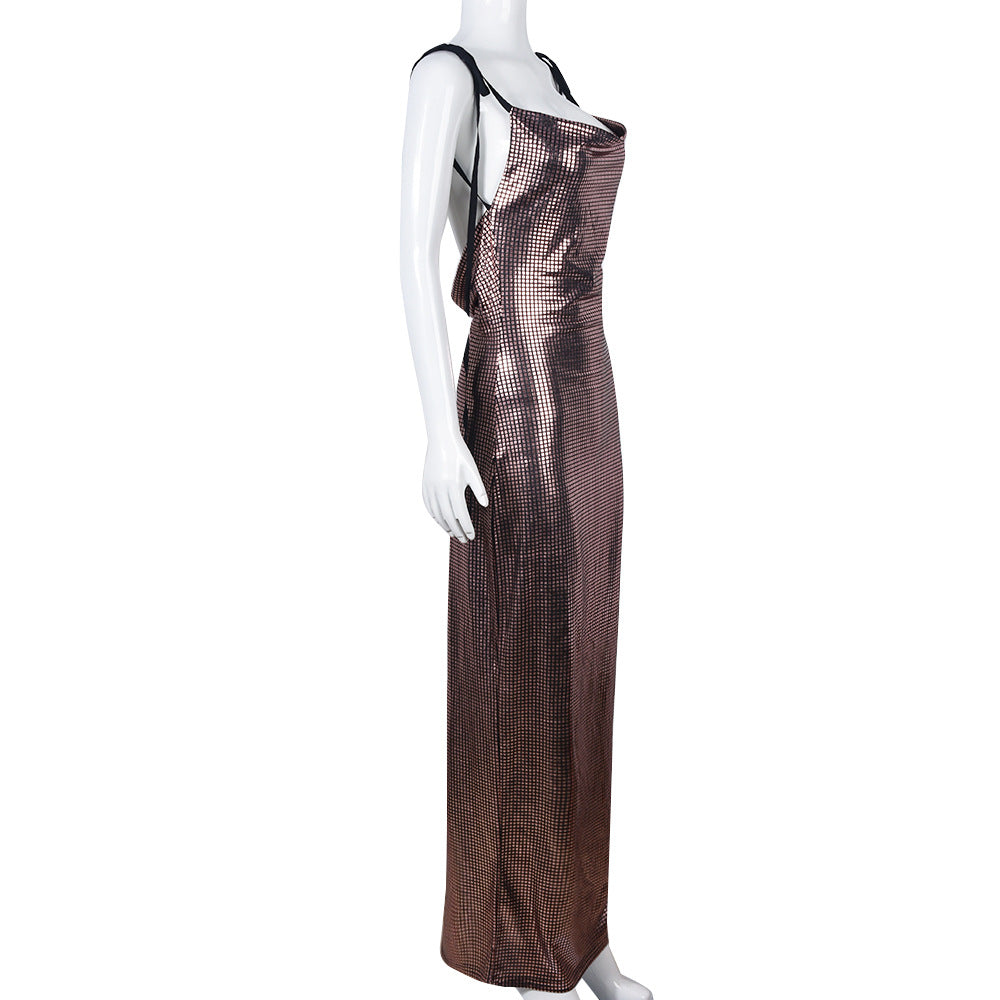 BamBam Women'S Spring Straps Low Back Maxi Chic Evening Dress - BamBam