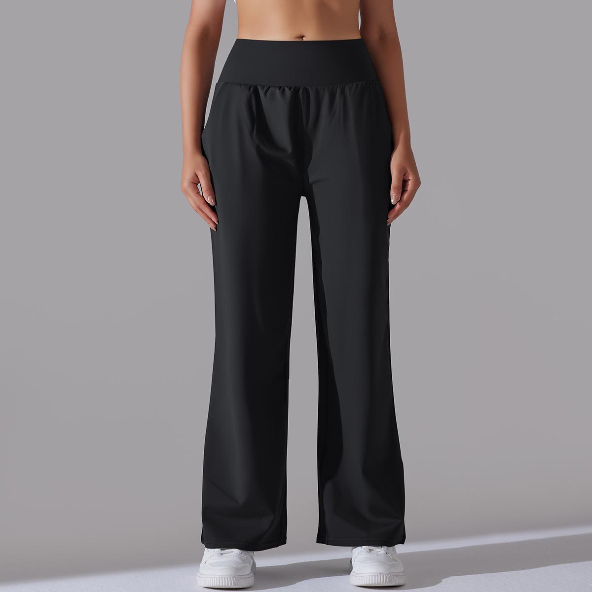 BamBam Women Sports Casual Loose Yoga Pants Pocket High Waist Wide Leg Pants - BamBam