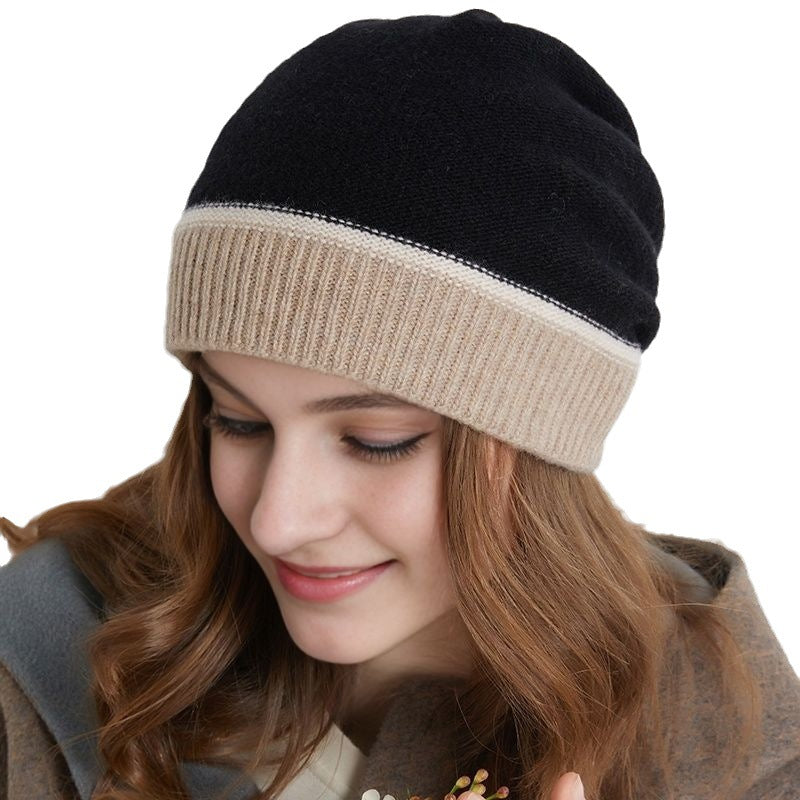 BamBam Autumn And Winter Warm Contrast Color Knitting Hat - BamBam