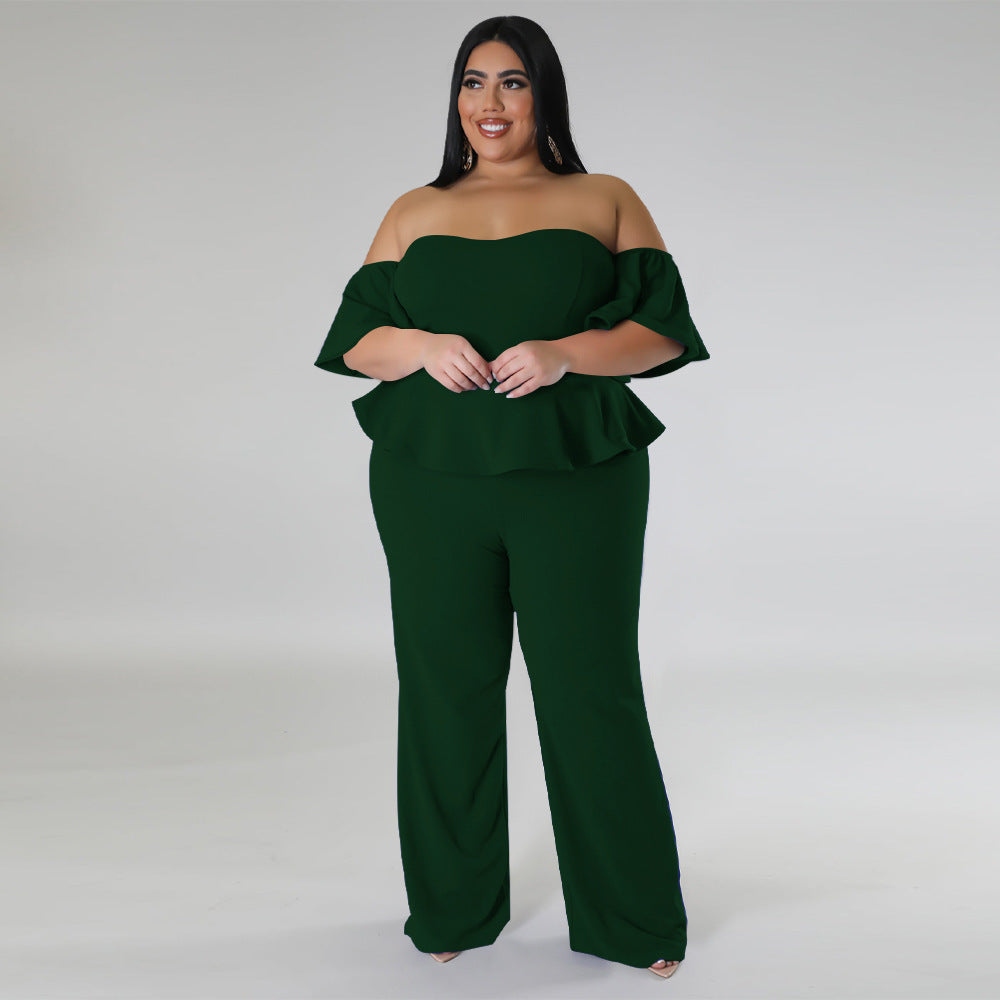 BamBam Women'S Sexy Off-Shoulder Short-Sleeve Wide-Leg Jumpsuit - BamBam Clothing