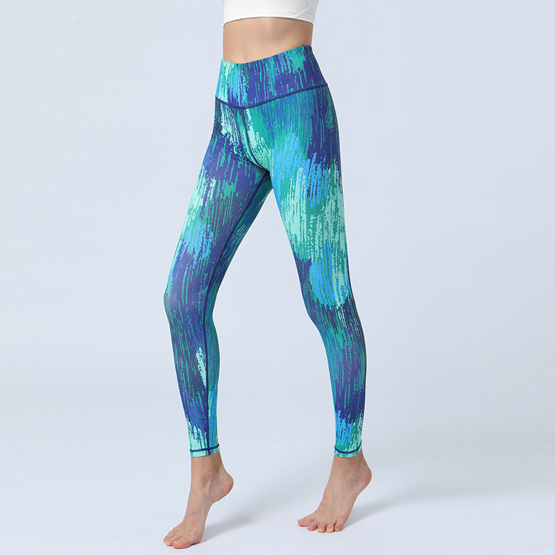 BamBam Women's Printed Yoga Leggings High Waist Butt Lift Sports Fitness Basic Pants Yoga Wear - BamBam