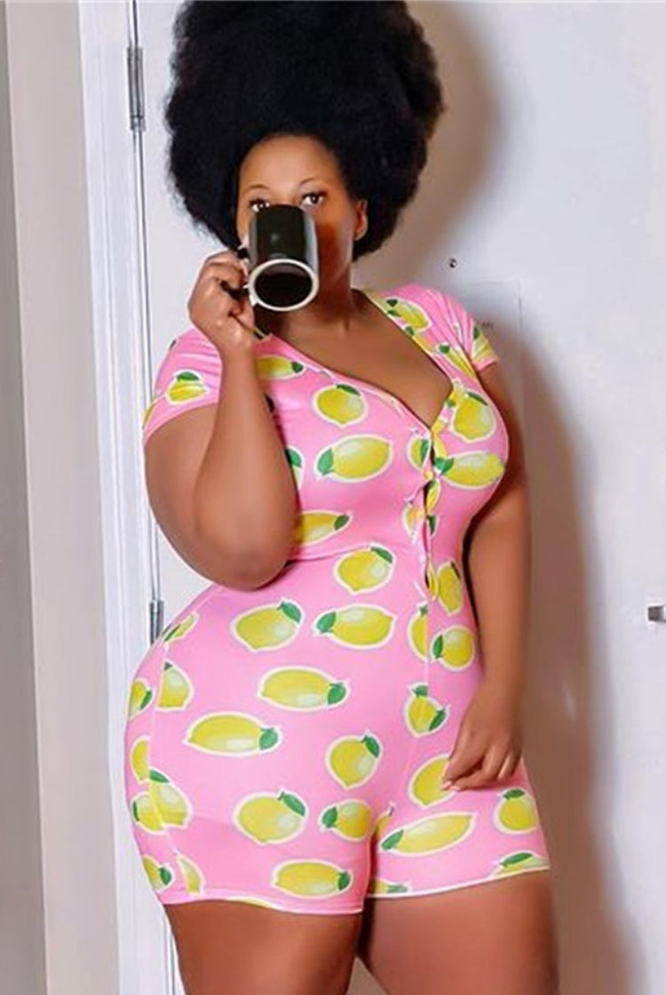 BamBam Summer Plus Size Cute Print Sexy Bodycon Rompers - BamBam Clothing